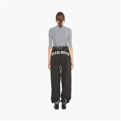 miu miu joggers|Printed cotton fleece joggers .